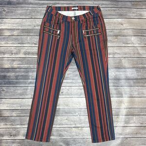 We Wore What Rocker Low Rise Stripe Cropped Skinny Faux Zipper Pocket Jeans 28
